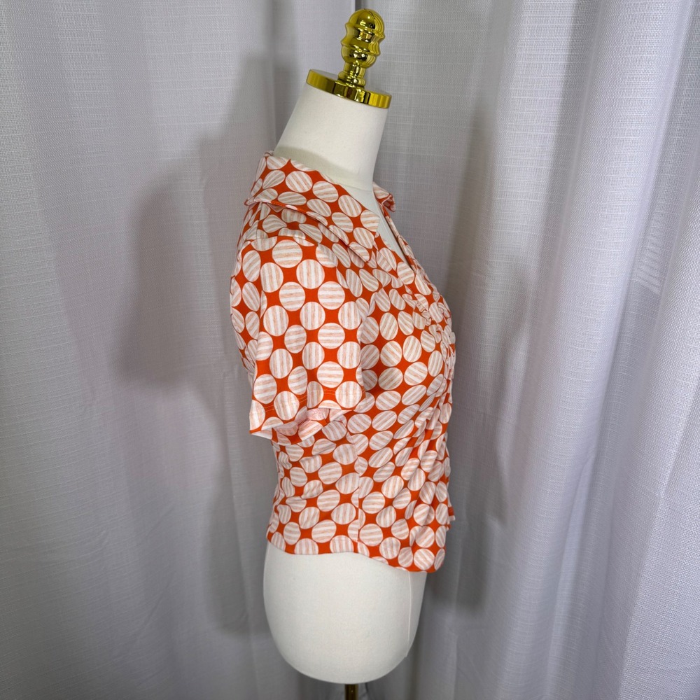 NWOT Maeve Anthropologie Ruched Blouse Button Top Small Retro Polka Dot Y2K - Picture 16 of 16